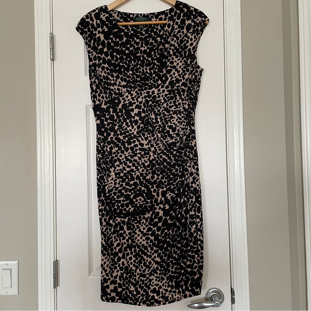 Lauren Ralph Lauren V-Neck Ruched Dress Size 12